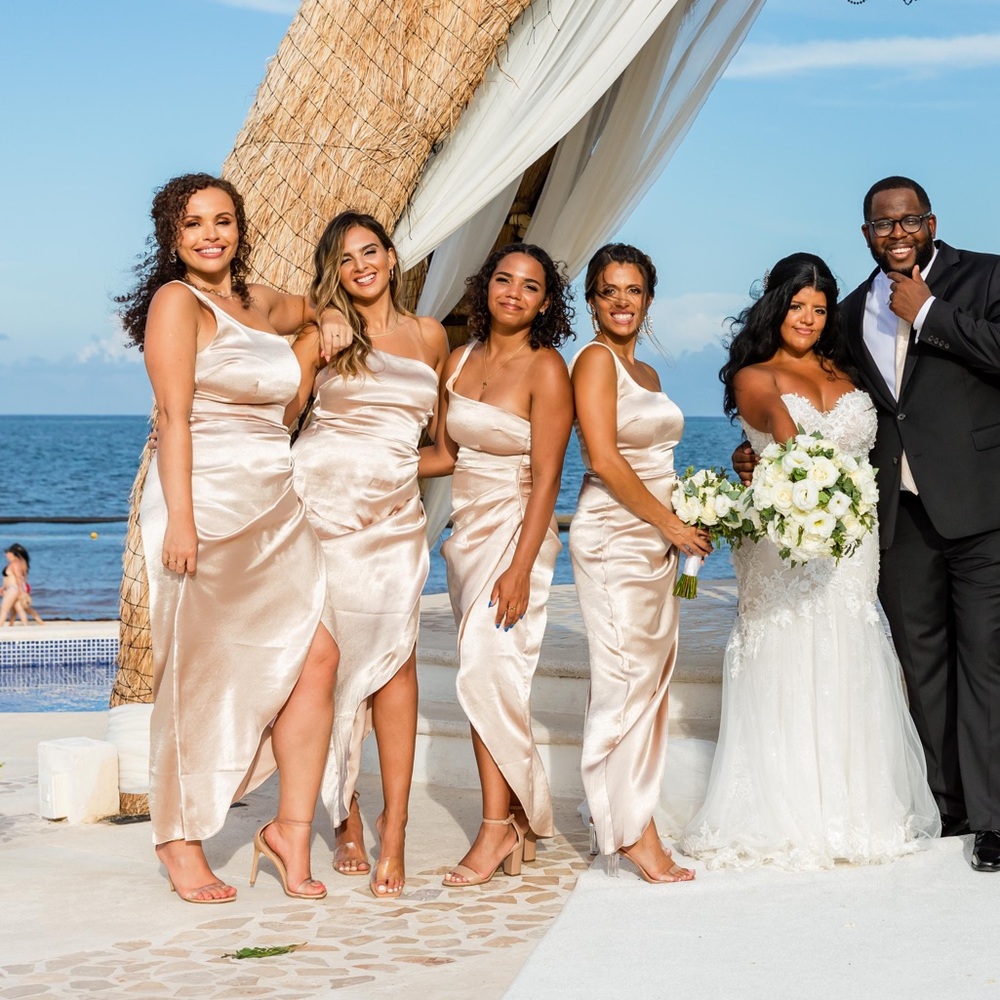 White Fox Boutique - Willow Wrap Dress - Size Small - Champagne